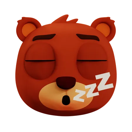 Cute Bear Deep Sleep Emoji  3D Icon