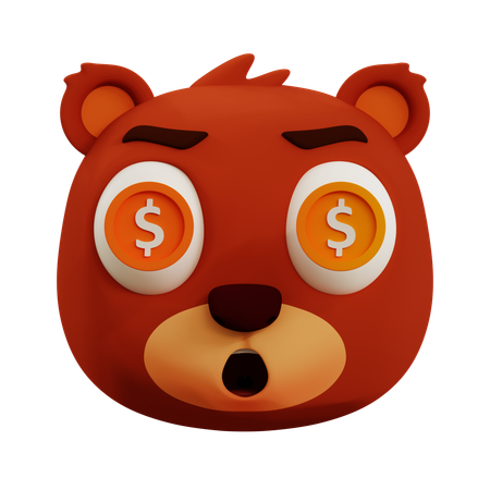 Cute Bear Dollar Emoji  3D Icon