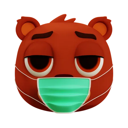 Cute Bear Having Flu Emoji  3D Icon