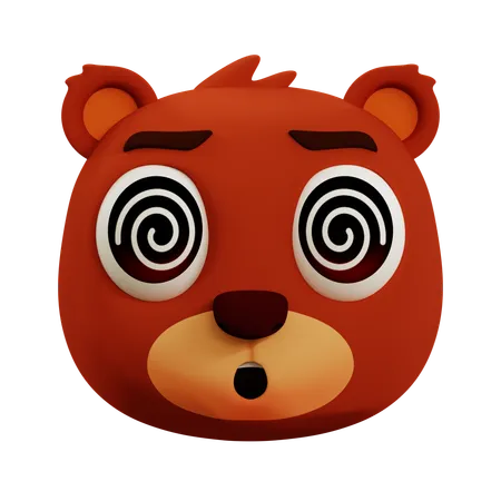 Cute Bear Is Dizzy Emoji  3D Icon