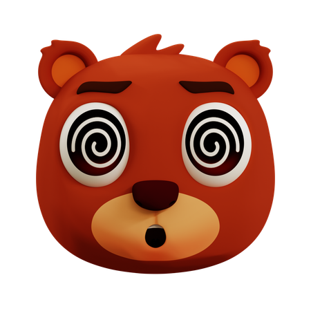 Cute Bear Is Dizzy Emoji  3D Icon