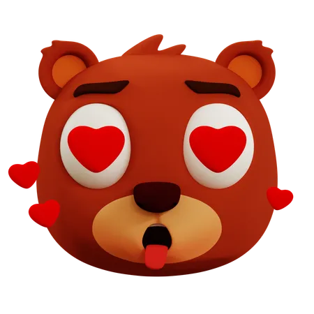 Cute Bear Love Emoji  3D Icon