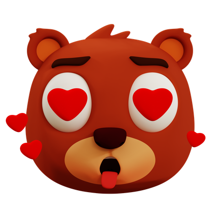 Cute Bear Love Emoji  3D Icon