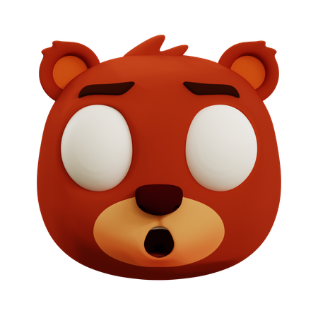 Cute Bear Scared Emoji  3D Icon