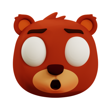 Cute Bear Scared Emoji  3D Icon