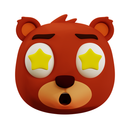 Cute Bear Star Emoji  3D Icon