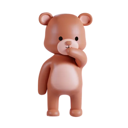 Cute Bear Thinking Something  3D Illustration