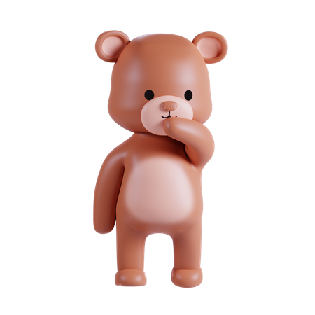 Cute Bear Thinking Something 3D Illustration