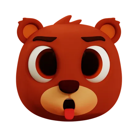 Cute Bear Tongue Emoji  3D Icon