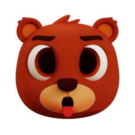 Cute Bear Tongue Emoji  3D Icon