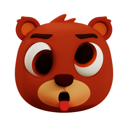 Cute Bear Ugly Face Emoji  3D Icon
