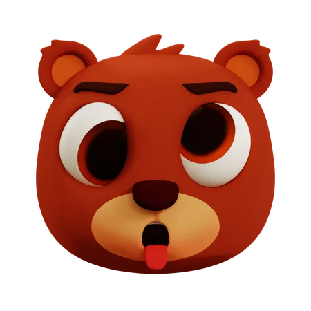 Cute Bear Ugly Face Emoji  3D Icon