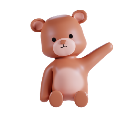 Cute Bear Waving Hand 3D Illustration
