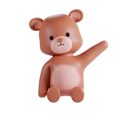 Cute Bear Waving Hand  3D Illustration
