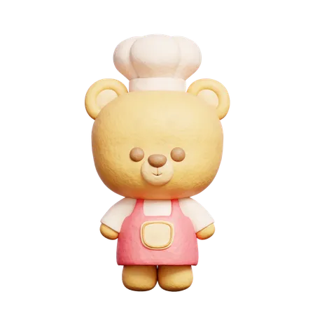3 D Cute Bear Wears Chef Uniform 3 D Rendering 3D Icon
