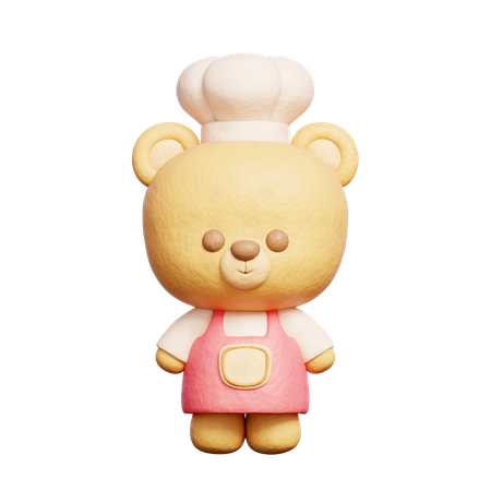 Cute Bear Wears Chef Uniform  3D Icon