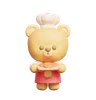 Cute Bear Wears Chef Uniform Holding Cookies