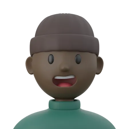 Cute Black Boy  3D Icon