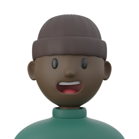 Cute Black Boy  3D Icon