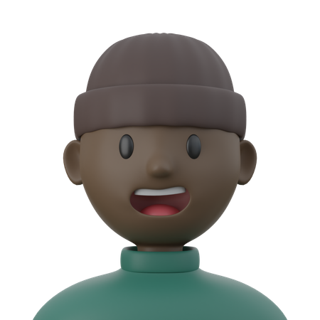 Cute Black Boy  3D Icon