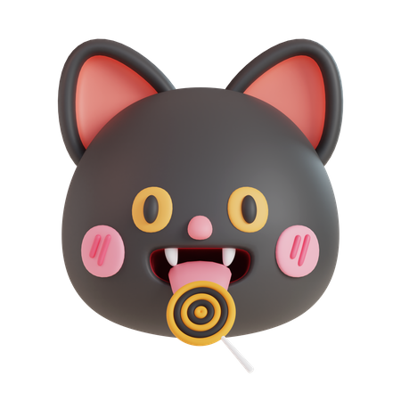 Cute Black Cat  3D Icon