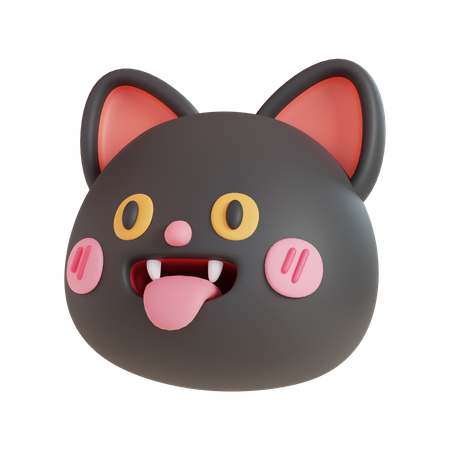 Cute Black Cat  3D Icon