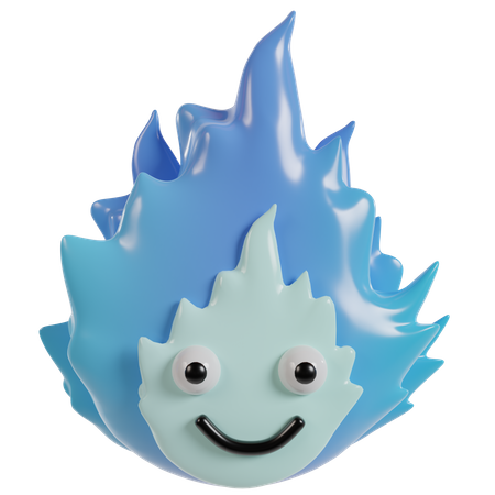 Cute Blue Flame 3D Icon