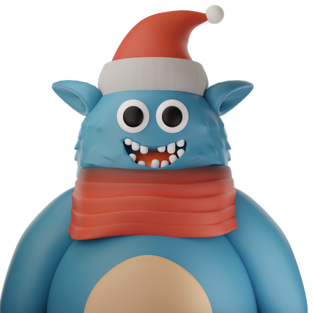 Cute Blue Monster  3D Icon