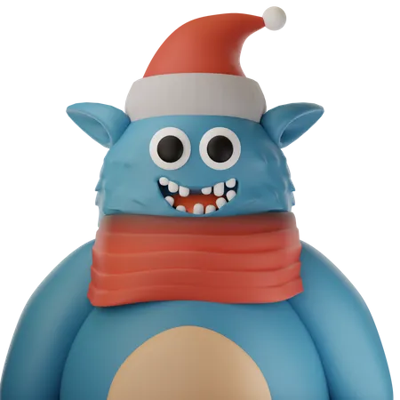 Cute Blue Monster  3D Icon