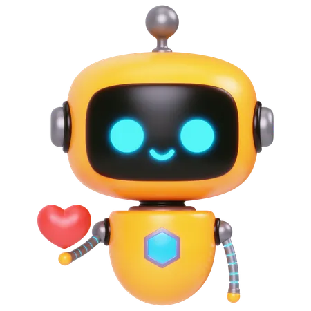 Cute Bot Holding Heart  3D Icon