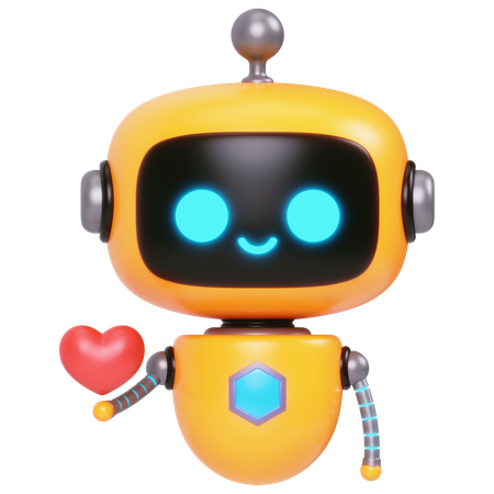 Cute Bot Holding Heart  3D Icon
