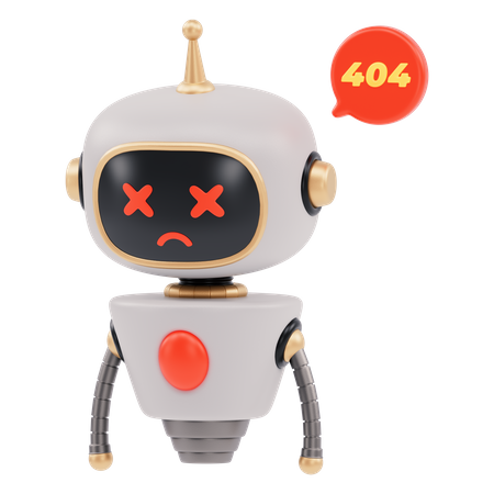 Cute Bot Out Of Service  3D Illustration