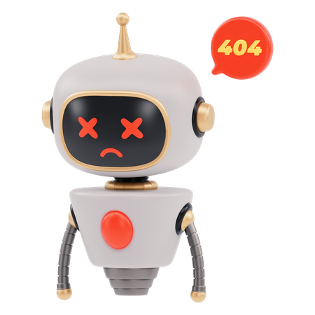 Cute Bot Out Of Service  3D Illustration