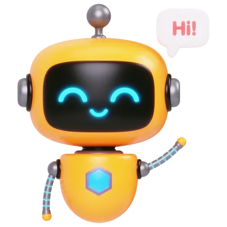 Cute Bot Saying Hi  3D Icon