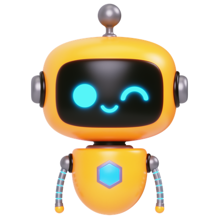 Cute Bot Winking  3D Icon