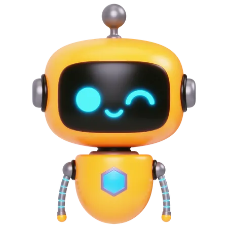 Cute Bot Winking  3D Icon