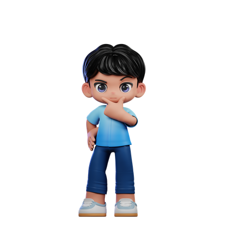 Cute Boy Doing Curious  3D Illustration