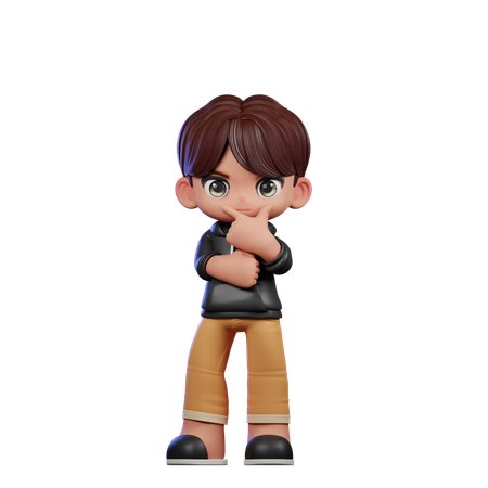 Cute Boy Doing Curious  3D Illustration