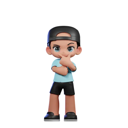 Cute Boy Doing Curious Pose  3D Illustration