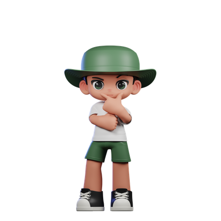 Cute Boy Doing Curious Pose  3D Illustration