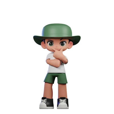 Cute Boy Doing Curious Pose  3D Illustration