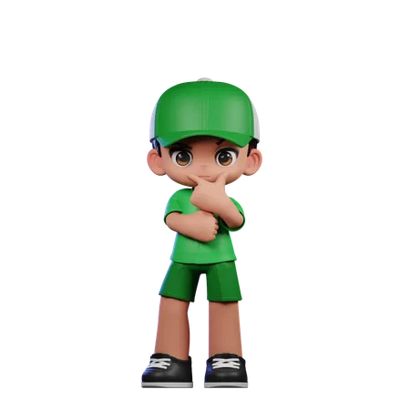 Cute Boy Doing Curious Pose  3D Illustration