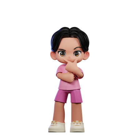 Cute Boy Doing Curious Pose  3D Illustration