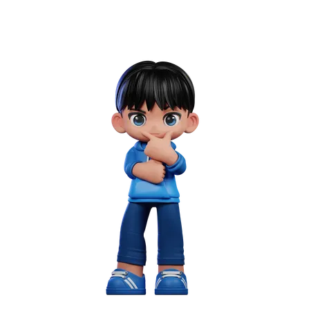 Cute Boy Doing Curious Pose  3D Illustration