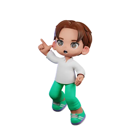 Cute Boy Doing Happy Jumping  3D Illustration