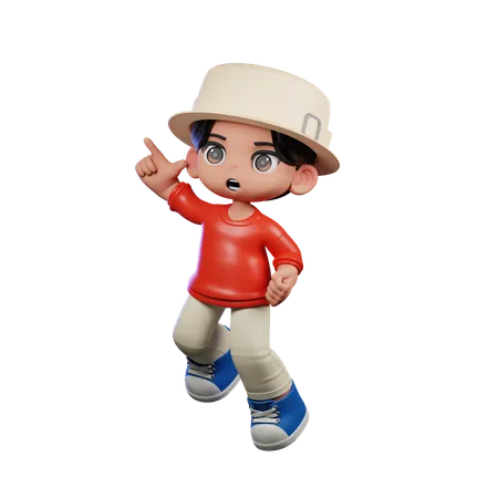 Cute Boy Doing Happy Jumping  3D Illustration