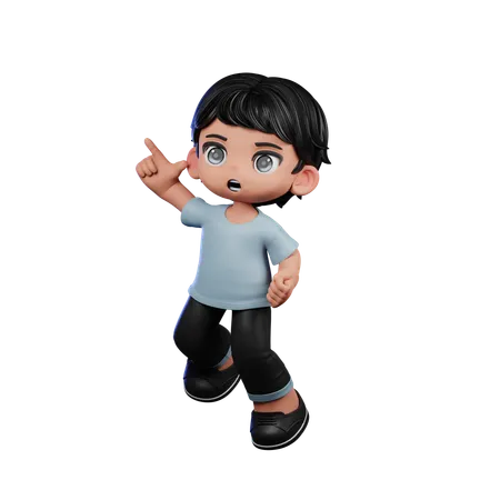 Cute Boy Doing Happy Jumping  3D Illustration