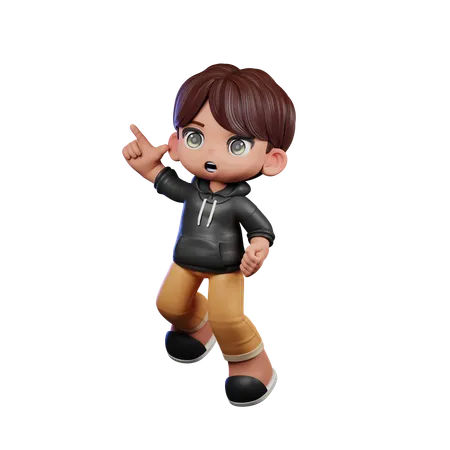 Cute Boy Doing Happy Jumping  3D Illustration