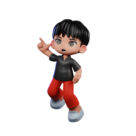 Cute Boy Doing Happy Jumping Pose  3D Illustration