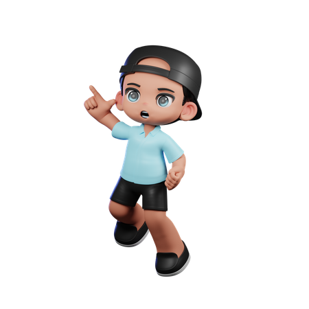 Cute Boy Doing Happy Jumping Pose  3D Illustration